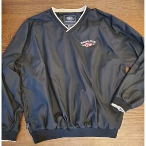 Virginia Tech 1872 V-neck Pullover Windbreaker Size L Black w/Pockets-Go Hokie's